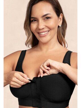 TrueKind Everyday Comfort Front Hook Black Bra Size 3XL NWT